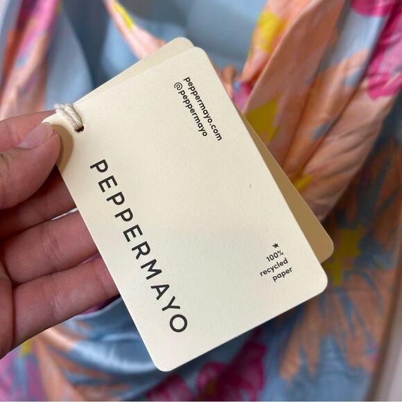 BNWT Peppermayo Spring Floral No Service Satin Blue Strapless Maxi Dress Sz 14 - Picture 12 of 12